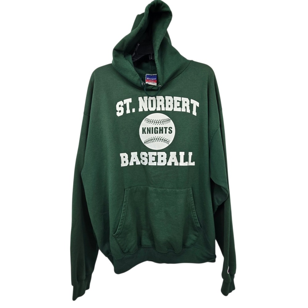 Vintage 90s St Norbert College Knights Baseball Sweatshirt Hoodie Mens XL Green